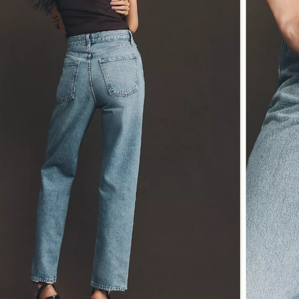 Agolde 90's Pinch High Rise Classic Blue Straight Leg Organic Cotton Jeans Sz 24
